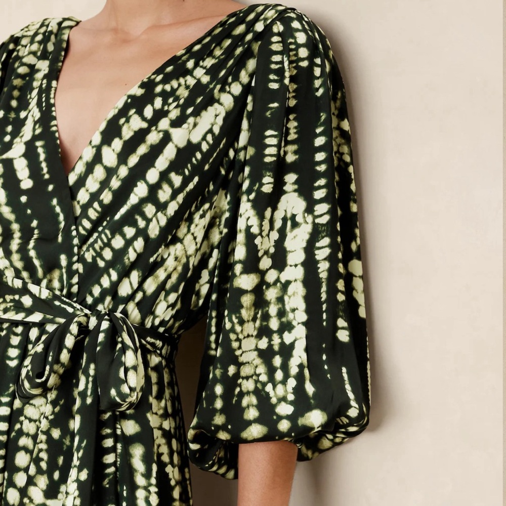 NWT Banana Factory Blouson Maxi Dress- black print, size Large - Picture 6 of 6